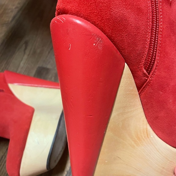 Red Wedge Booties - Picture 2 of 6